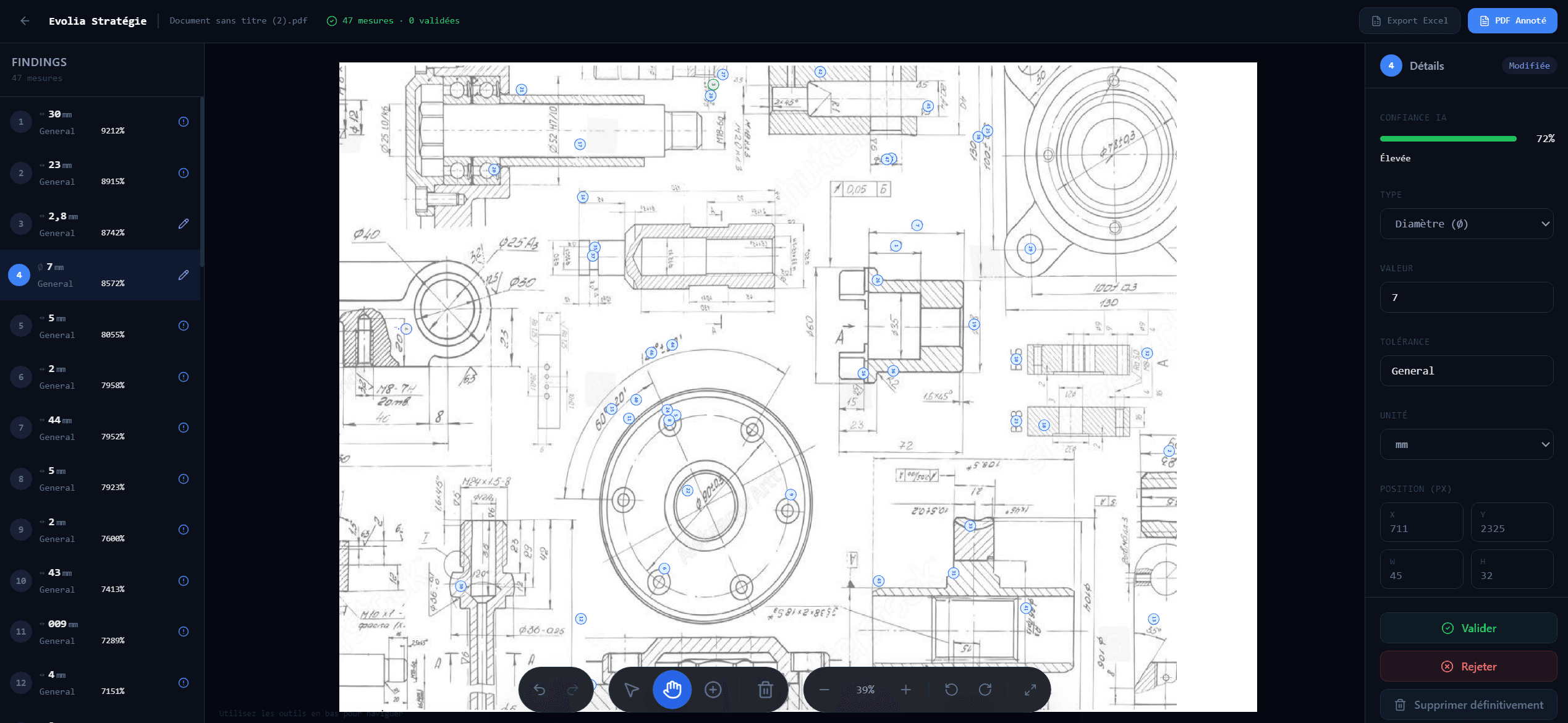 Interface logicielle de relevé de mesures automatique par IA