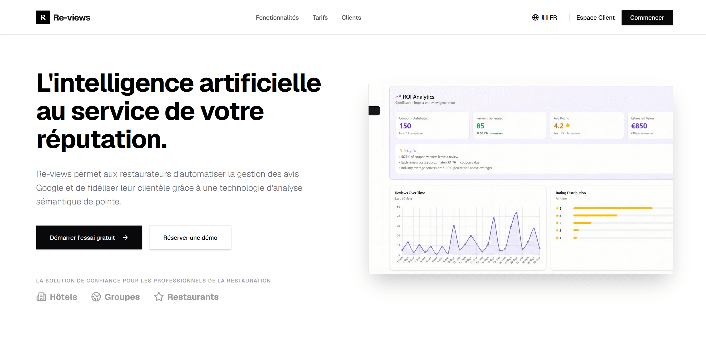 Interface de l'application Re-views